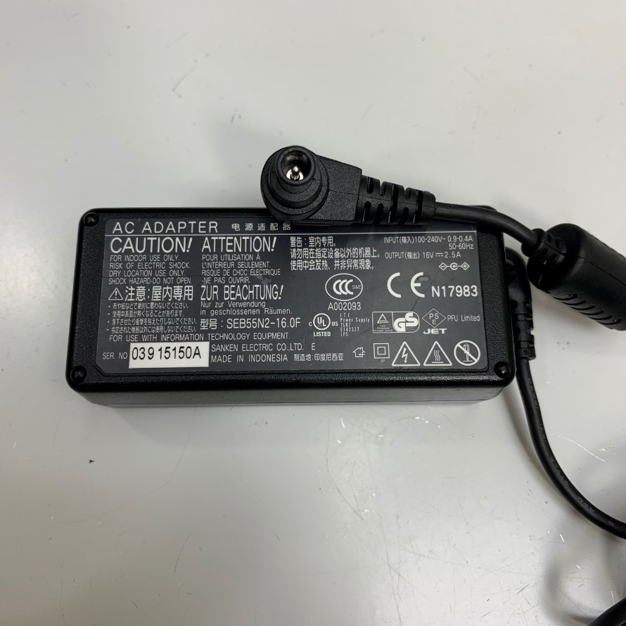 Adapter 16V 2.5A Fujitsu Connector Size 6.5mm x 4.4mm For Scanner Fujitsu ScanSnap iX1400 iX1600 SV600 iX500 iX-500
