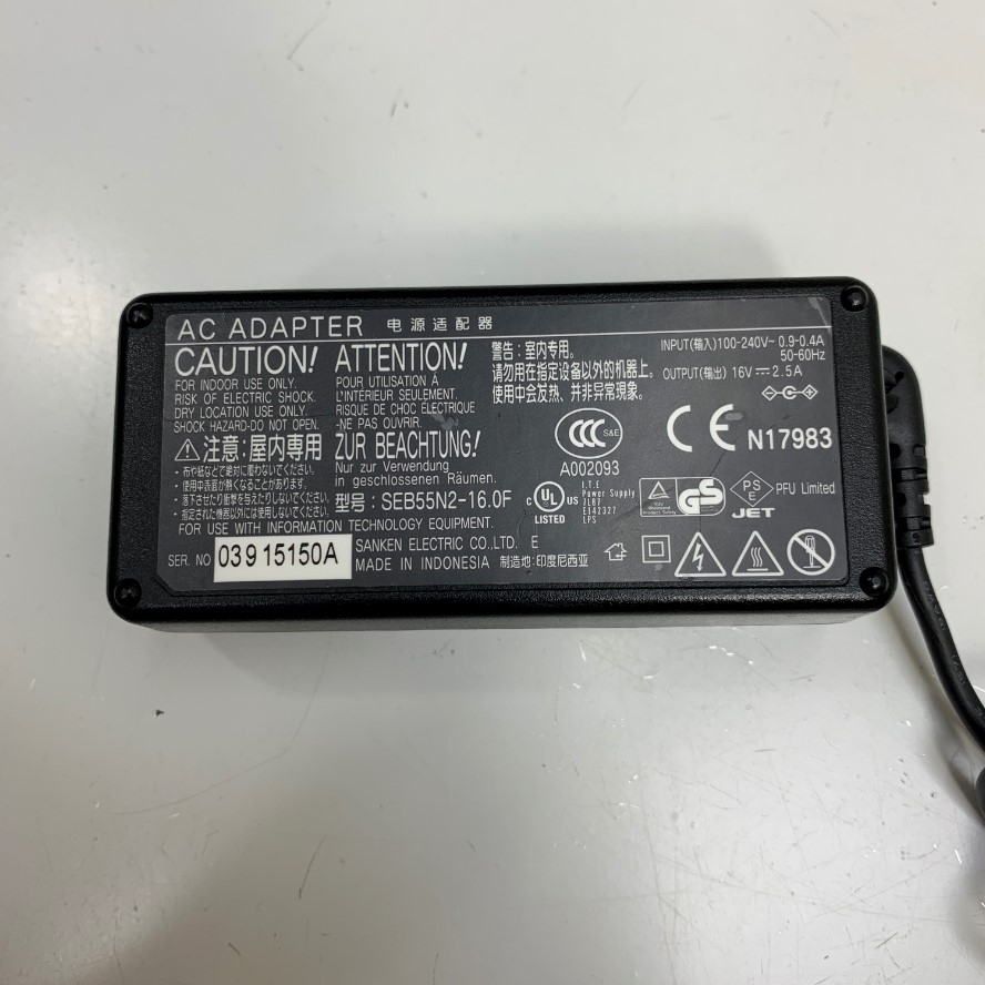 Adapter 16V 2.5A Fujitsu Connector Size 6.5mm x 4.4mm For Scanner Fujitsu ScanSnap iX1400 iX1600 SV600 iX500 iX-500