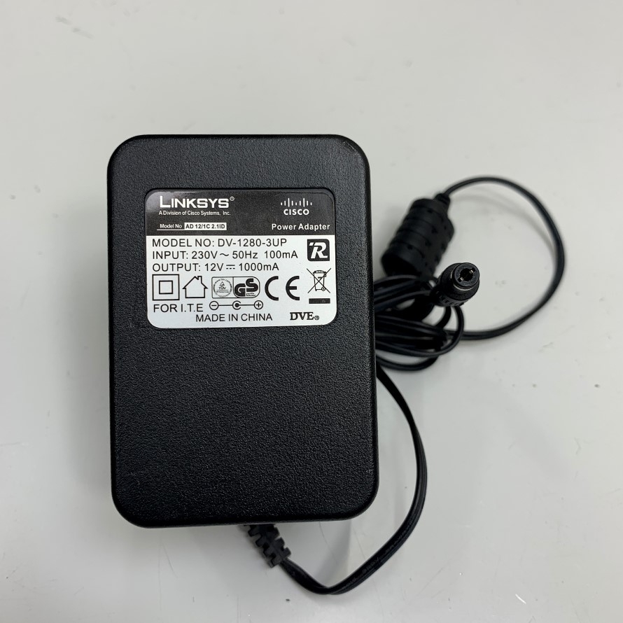 Adapter 12V 1A Linksys DV-1280-3UP Connector Size 5.5mm x 2.1mm Original Power Supply Europlug