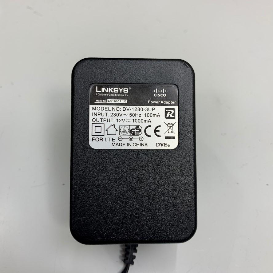 Adapter 12V 1A Linksys DV-1280-3UP Connector Size 5.5mm x 2.1mm Original Power Supply Europlug