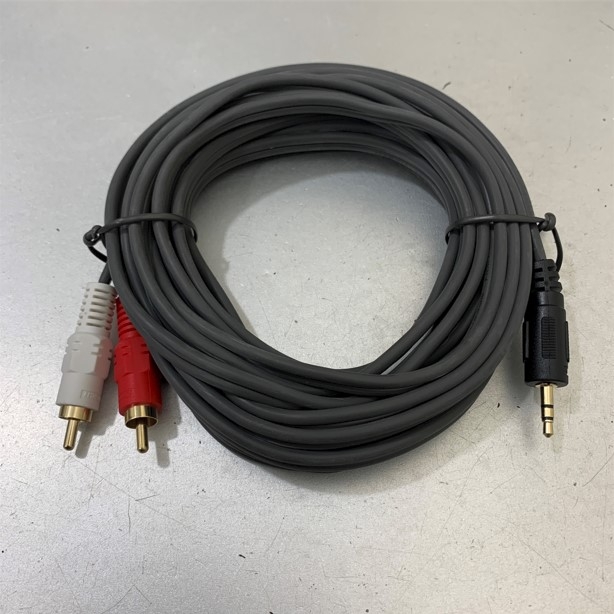 Cáp Tín Hiệu Âm Thanh Phòng Họp Hội Trường Audio Cable 3.5mm Male to 2x RCA Male Chĩnh Hãng Dtech DT-6213 Black Length 5M