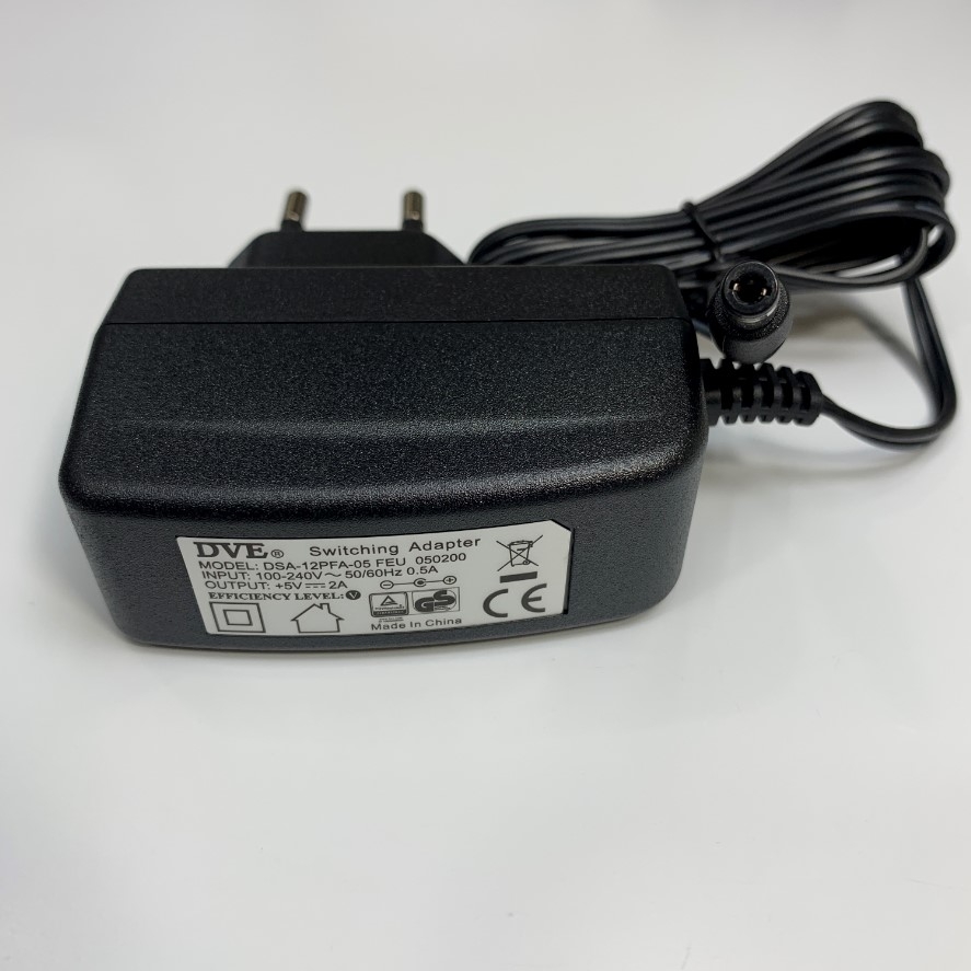 Adapter 5V 2A 10W DVE DSA-12PFA-05 FEU Plug Connector Tip Size 5.5mm x 2.5mm For Ethernet Media Converter Network, IP Telephone