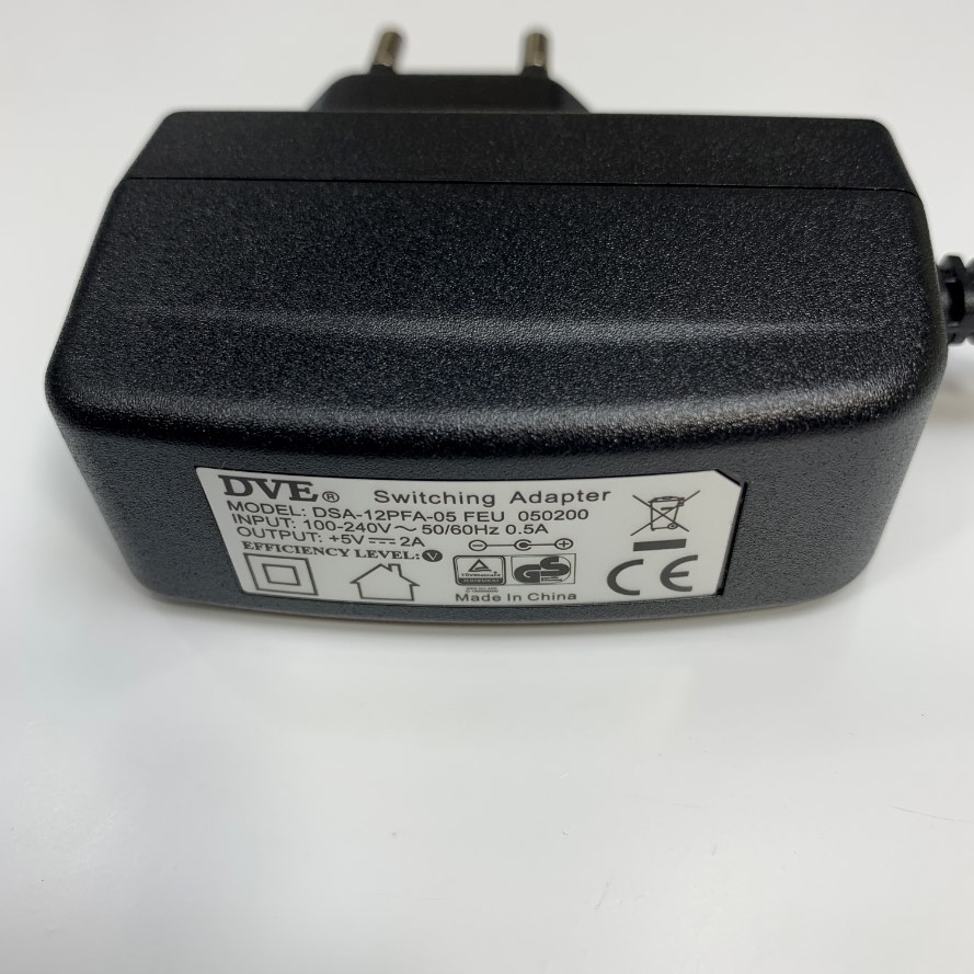 Adapter 5V 2A 10W DVE DSA-12PFA-05 FEU Plug Connector Tip Size 5.5mm x 2.5mm For Ethernet Media Converter Network, IP Telephone