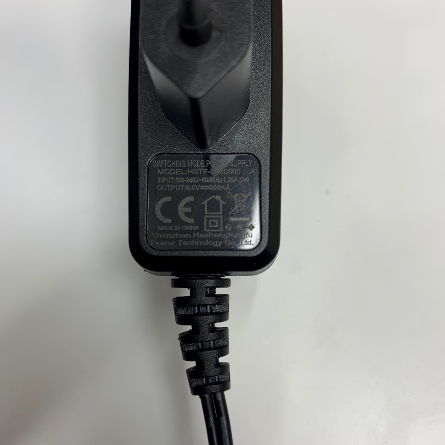 Adapter 6V 0.5A Shenzhen HSTF-0600500 EU Plug Connector Tip Size Audio 3.5mm 2 Pole