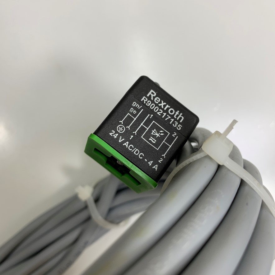 Cáp Rexroth R900217135 Plug-In Connector Cable Dài 10M 33ft Rexroth Pneumatik 247123 B130 For Valve Connector Sensor Cable 24V AC/DC 4A