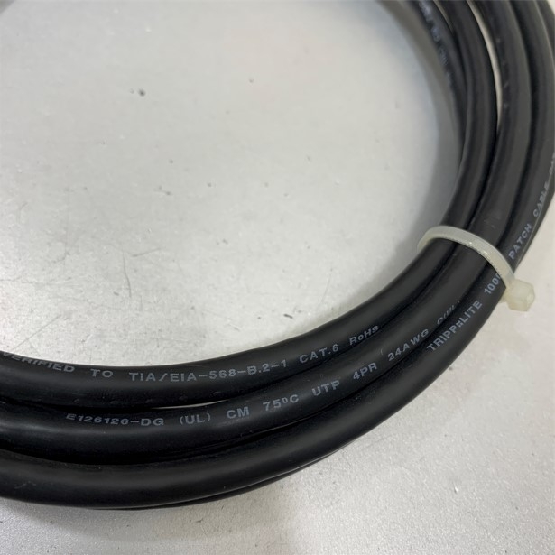Dây Nhẩy Chuẩn Công Nhiệp TRIPP LITE CAT6 Gigabit Snagless UTP PVC UL 24AWG Industrial Ethernet RJ45 Network Patch Cord Straight Through Cable Black Length 3M