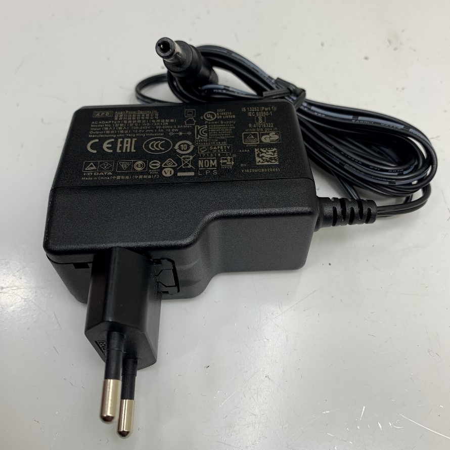 Adapter 12V 1.5A 18W APD EU Plug OEM 12V 1A 12W PHIHONG 46001802 PSAC12R-120 Connector Tip Size 5.5mm x 2.5mm For Cân Bàn Điện Tử Defender 2000 (T24P), Defender 3000 (T31P & T32M), Valor 2000 (V22)