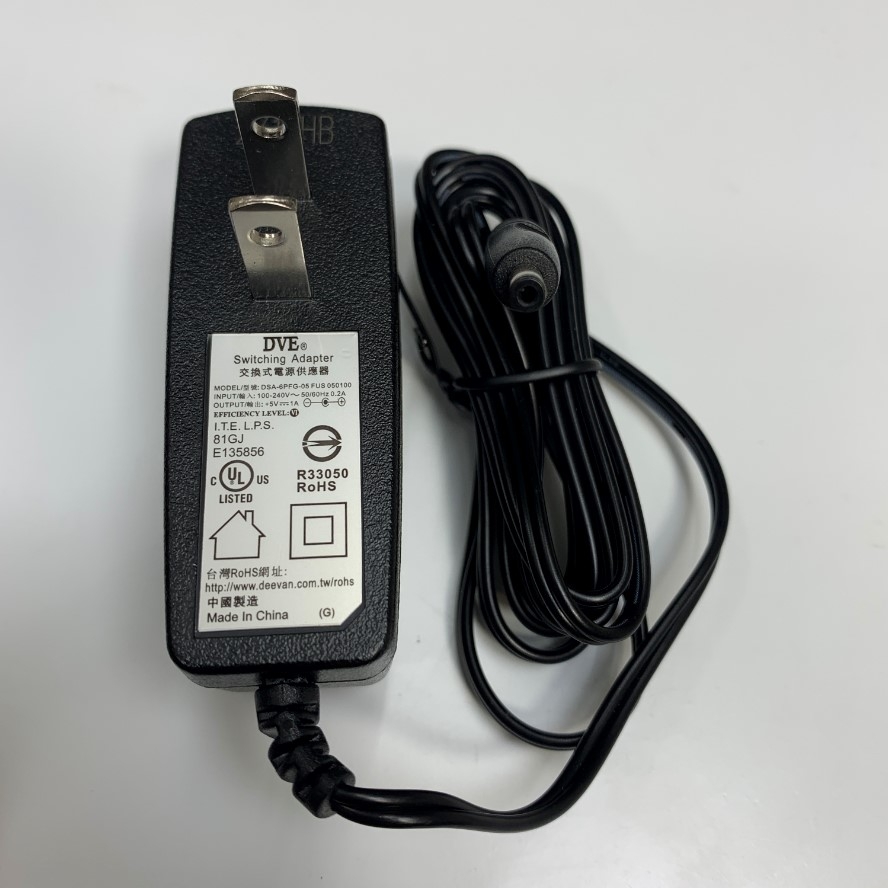 Adapter 5V 1A 5W DVE DSA-6PFG-05 US Plug Connector Tip Size 3.5mm x 1.35mm For Cân Điện Tử Balance Scale Power Supply 5V, Network Switch, HDMI Splitter Switch