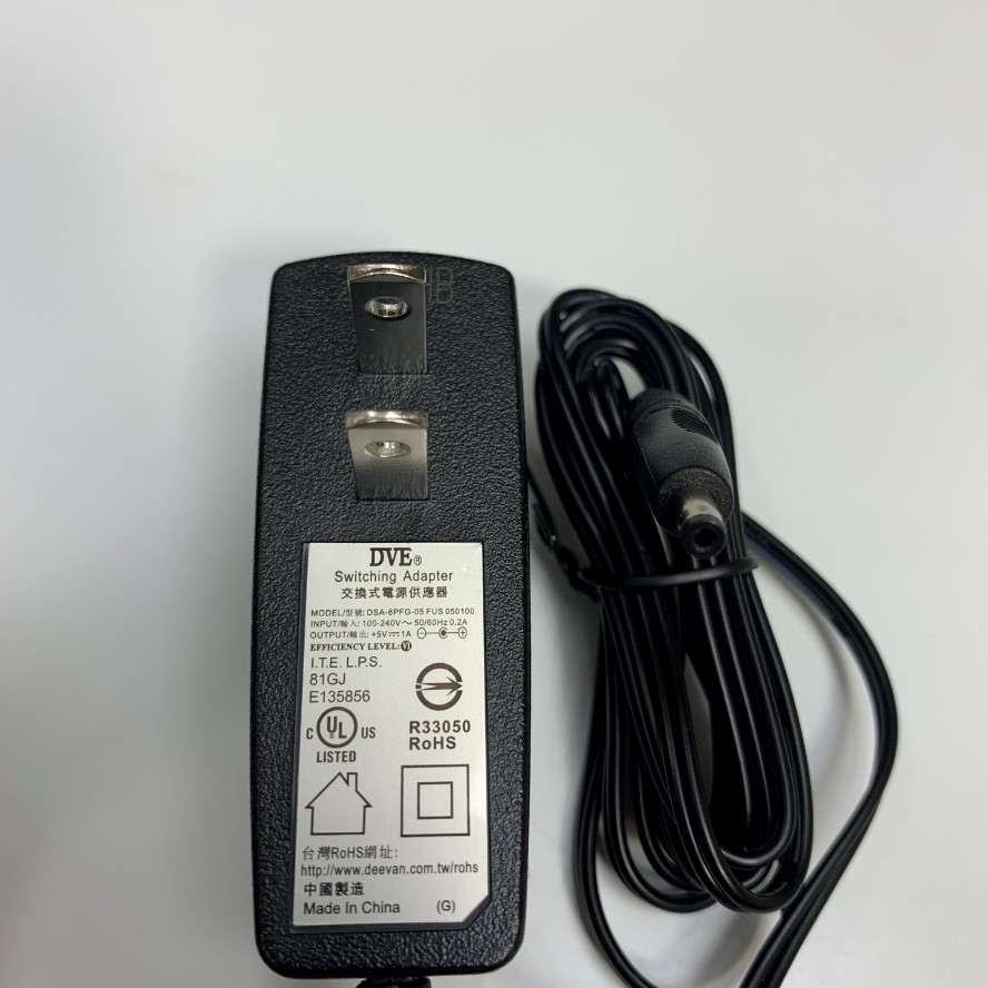 Adapter 5V 1A 5W DVE DSA-6PFG-05 US Plug Connector Tip Size 3.5mm x 1.35mm For Cân Điện Tử Balance Scale Power Supply 5V, Network Switch, HDMI Splitter Switch