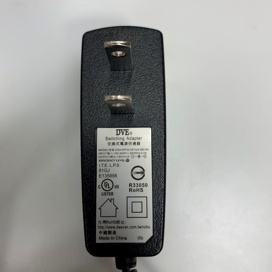 Adapter 5V 1A 5W DVE DSA-6PFG-05 US Plug Connector Tip Size 3.5mm x 1.35mm For Cân Điện Tử Balance Scale Power Supply 5V, Network Switch, HDMI Splitter Switch