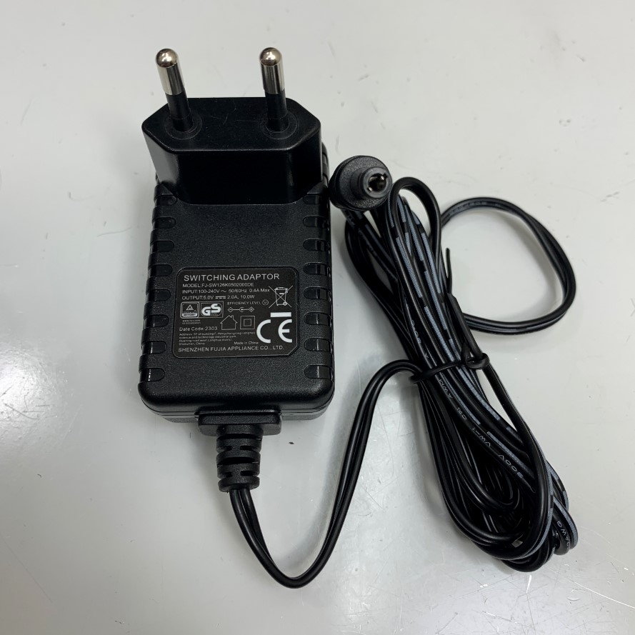 Adapter 5V 2A 10W SHENZHEN FJ-SW126K0502000DE Connector Size 5.5mm x 2.5mm For Ethernet Media Converter, Máy Hút Ẩm Mini