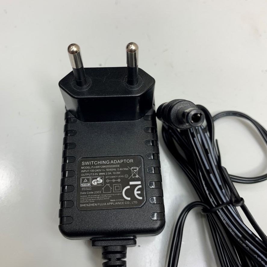 Adapter 5V 2A 10W SHENZHEN FJ-SW126K0502000DE Connector Size 5.5mm x 2.5mm For Ethernet Media Converter, Máy Hút Ẩm Mini