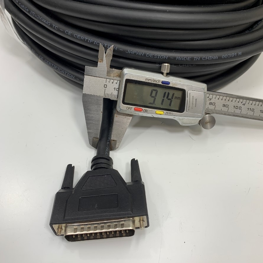 Cáp DB25 Male to DB25 Male Serial Cable All Lines Wired Straight Through Dài 10M 33ft 25 Core x 0.15mm² 26AWG Shielded Cable OD Ø 9.3mm For Serial Or Parallel Machine CNC Interface