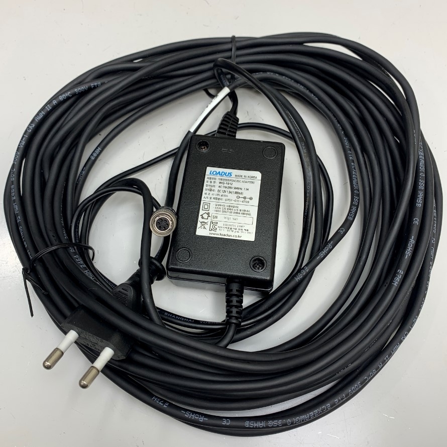 Adapter Original 12V 1.5A 18W LOADUS WQ-1812 Connector Size Hirose HR10A-7P-6S(73) 6 Pin Female Dài 15M 50ft DP-1201-6PIN-15M For Basler Industrial Camera