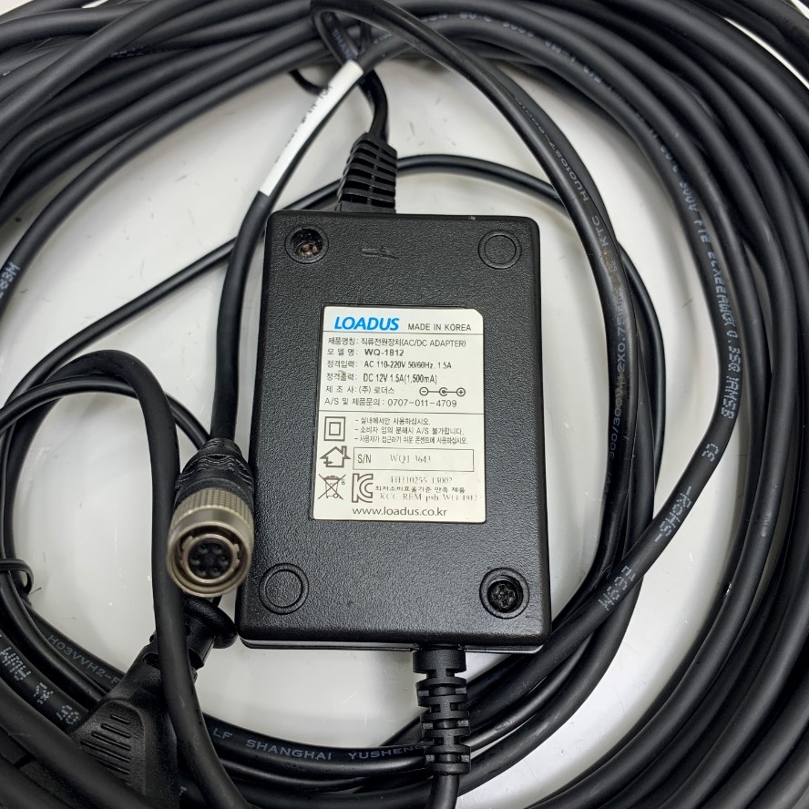 Adapter Original 12V 1.5A 18W LOADUS WQ-1812 Connector Size Hirose HR10A-7P-6S(73) 6 Pin Female Dài 15M 50ft DP-1201-6PIN-15M For Basler Industrial Camera