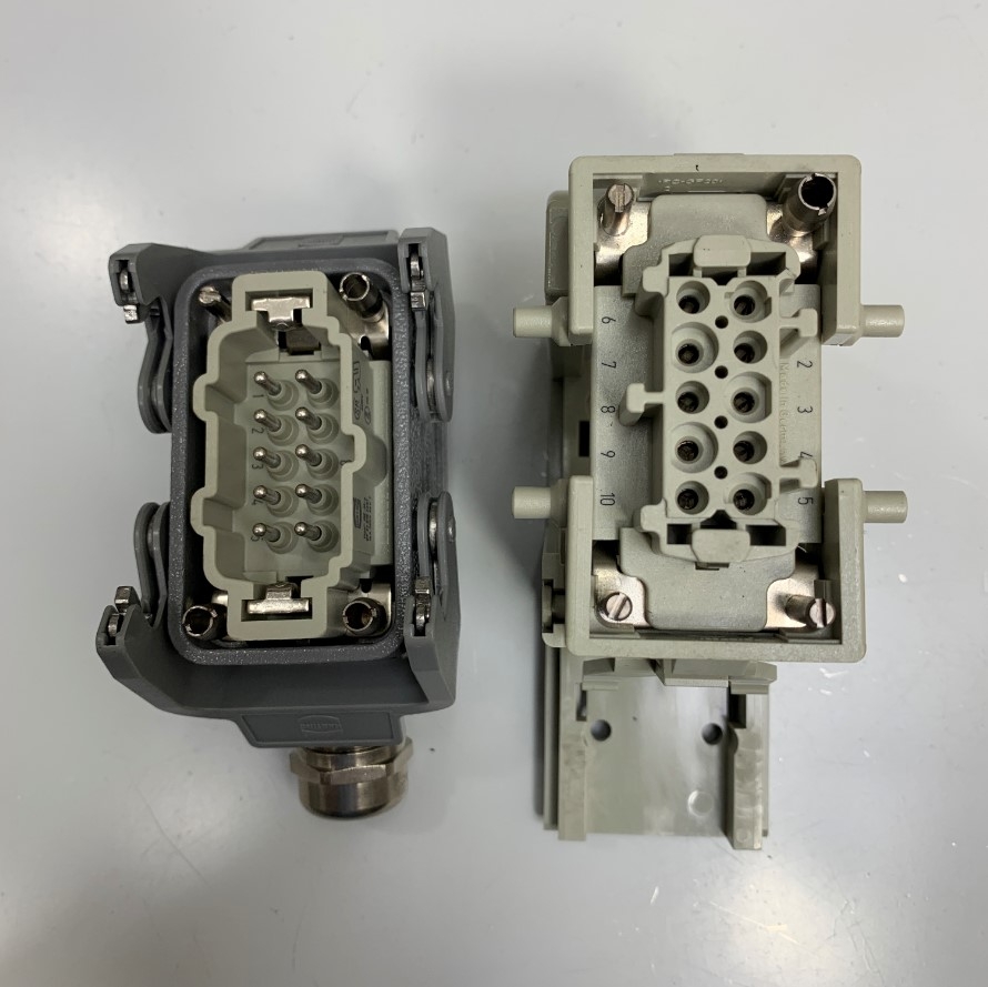 10 Pin 16A 500V 6KV3 Harting Han 10E-M-S 09 33 010 2601 Male Connector + Harting Han 10E-F-S 09 33 010 2701 Female Lapp Skintop Nickel 10mm