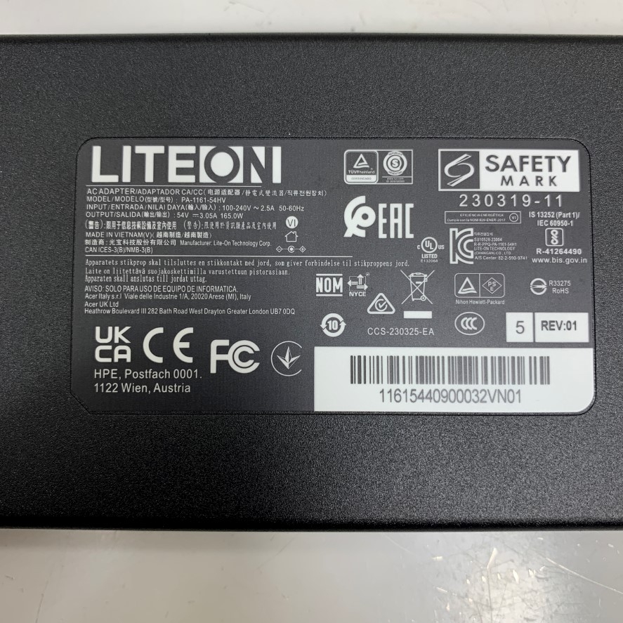 Adapter 54V 3.05A 165W LITEON PA-1161-54 Connector Tip Size 4 Pin Mini Din 10mm Plug For For Cisco SG300-10 10 Port Gigabit POE Managed Switch