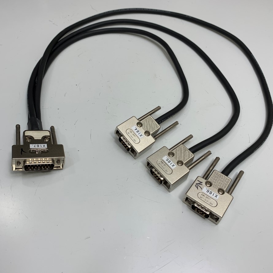 Cáp Điều Khiển Splitter Y Cable DB15 D-Sub 2 Rows Male to 3 Port DB9 Male Serial Adapter Connector JAE Electronics Dài 0.5M/0.7M/0.8M For Industrial Splitter Cable