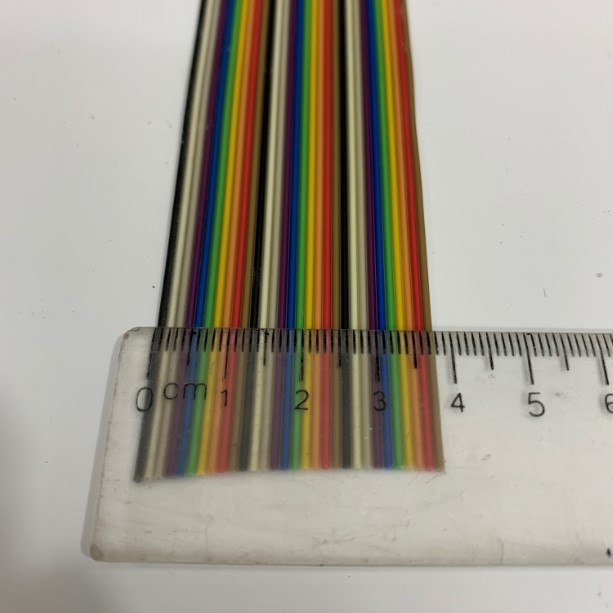 Cáp Bẹ Nhiều Mầu IDC 30 Pin Flat Rainbow Ribbon Cable 30 Wire 1.27mm Pitch 30 Way Unscreened 38.1mm Width 26AWG 300V Length 55M