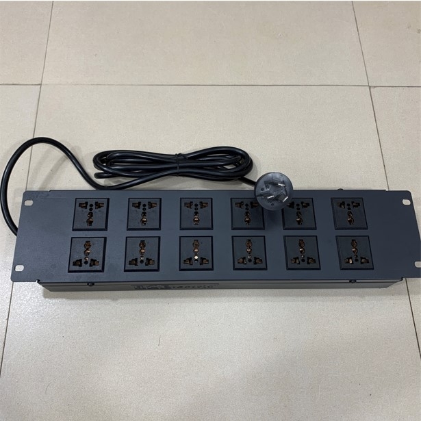 Thanh Nguồn Điện PDU 2U Rack Universal 12 Way UK Outlet Công Suất Max 20A to China GB2099 Plug Power Cord Length 3x1.5mm² Length 2.5M