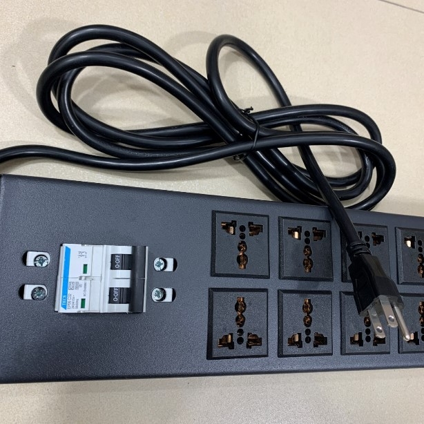 Thanh Nguồn Điện PDU 2U Rack Universal 12 Way UK Outlet Có MCB Bảo Vệ Quá Tải Công Suất Max 20A to NEMA 5-15P Plug Power Cord 3x2.08mm² Length 2.5M