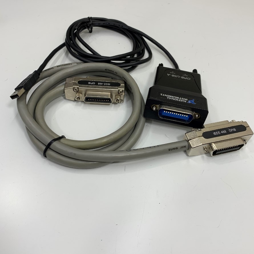 Combo National Instrument GPIB-USB-A GPIB Adapter Dài 2M 6.5ft + Cáp SUNG JIN IEEE 488.2 GPIB CN24 Pin Male to Female Cable Dài 1.5M 5ft