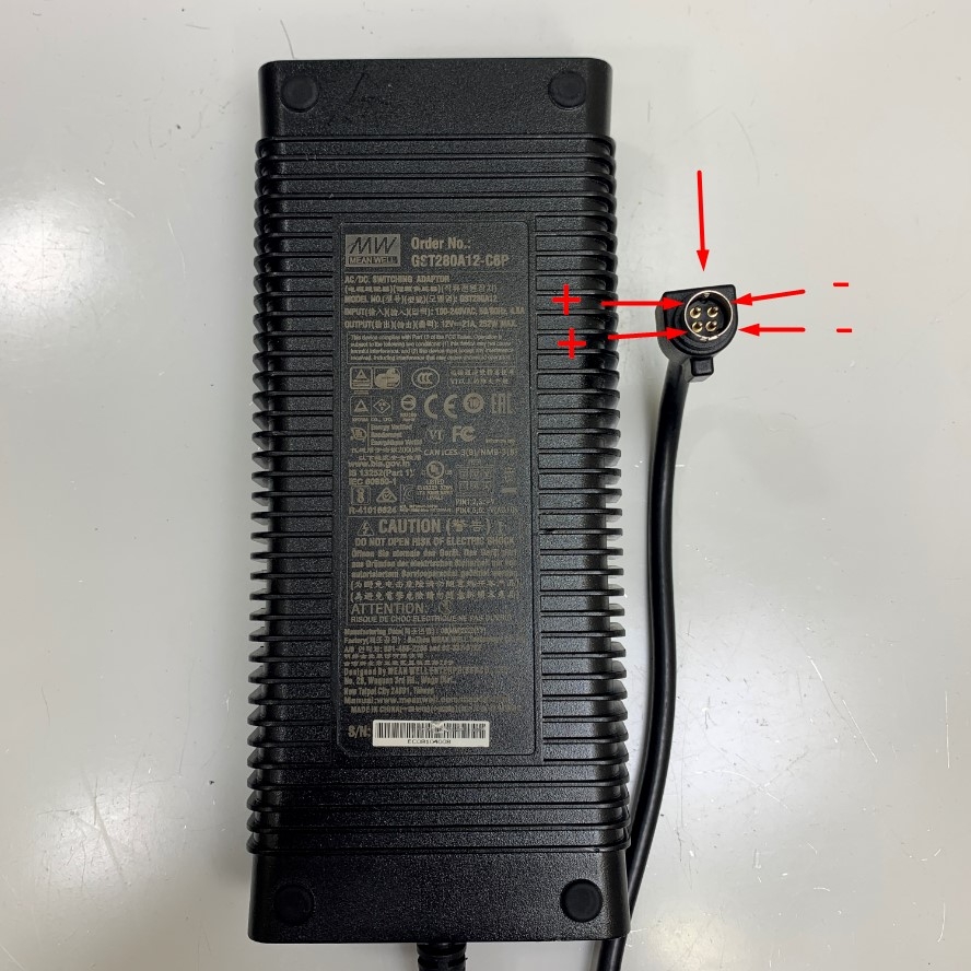 Adapter 12V 21A 252W Mean Well GST280A12-C6P Power Supply Connector Size 4 Pin Mini Din 10mm