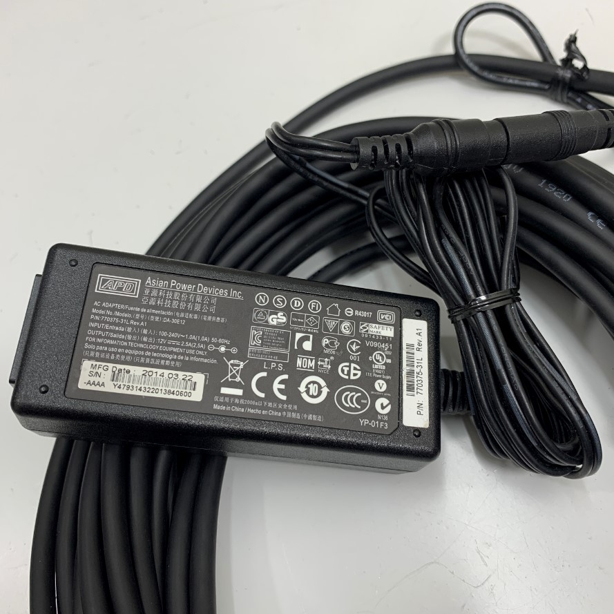 Cáp Hirose 6 Pin Female to DC Connector Trigger IO Signal Shielded Cable Dài 10M 33ft + Power Supply Adapter 12V 2.5A APD For Basler AVT GIGE Sony CCD Industrial Camera