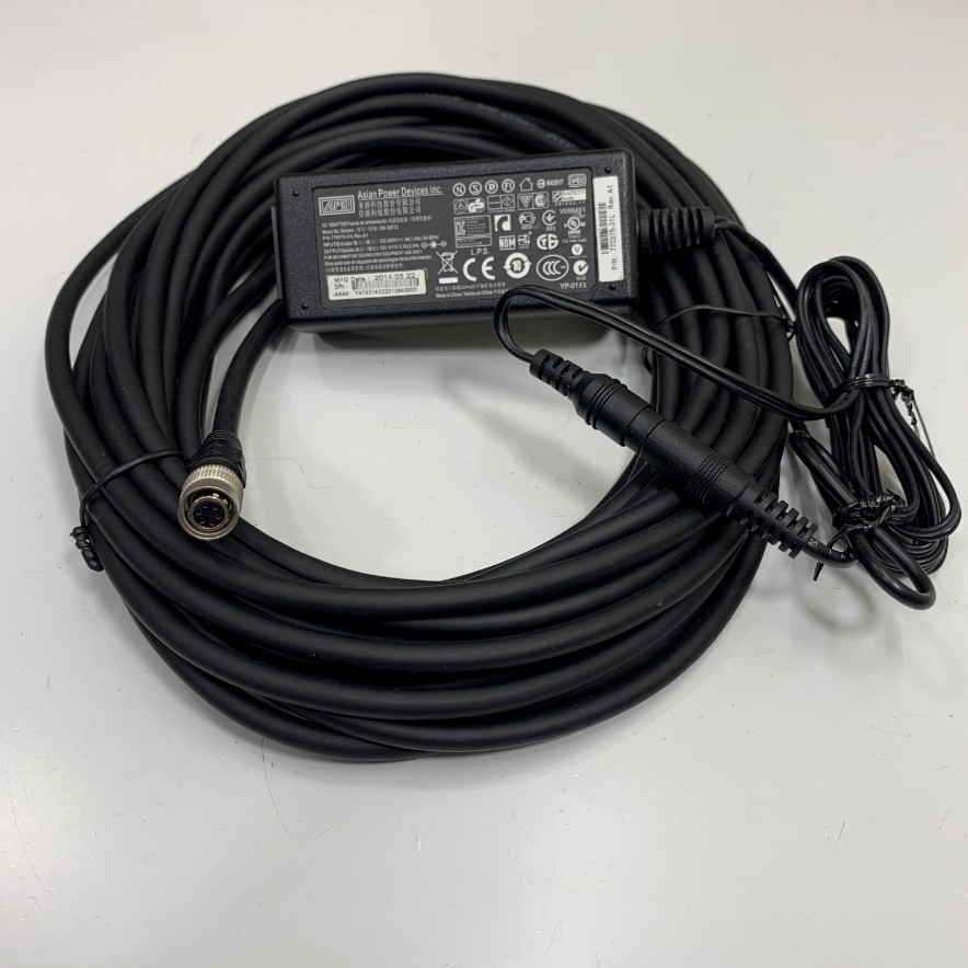 Cáp Hirose 6 Pin Female to DC 5.5 x 2.1mm Female Power Cable Dài 10M 33ft + Power Supply Adapter 12V 2.5A APD For Basler AVT GIGE Sony CCD Industrial Camera
