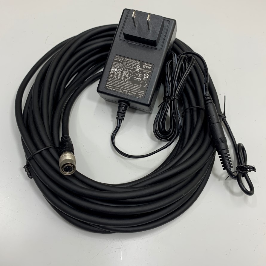 Cáp Hirose 6 Pin Female to DC 5.5 x 2.1mm Female Power Cable Dài 15M 50ft + Power Supply Adapter 12V 3A SHENZHEN For Basler AVT GIGE Sony CCD Industrial Camera