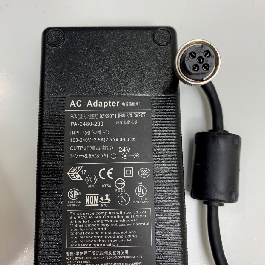 Adapter 24V 8.5A PA-2480-200 Connector Tip Size 5 Pin Female For Màn Hình Phòng Mổ Và Nội Soi 24