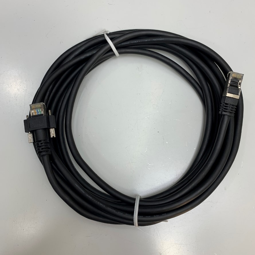 Cáp mạng công nghiệp độ đàn hồi tốt khi uốn cong GigE CAT6 Gigabit Ethernet RJ45 DrC S/STP Screw Locking Cable Rockcon Dài 5M 17ft For Industrial Camera Gigabit Network Cable High Flex Fixed