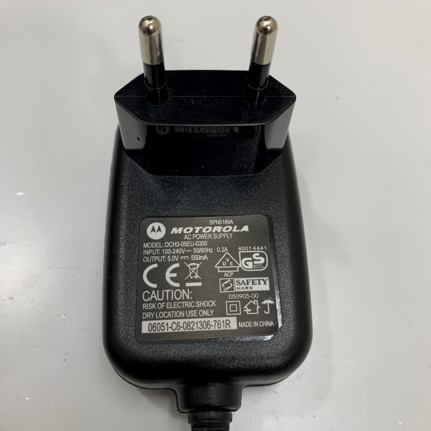 Adapter 5V 550mA Motorola DCH3-05EU-0300 Connector Size Mini USB 5 Pin