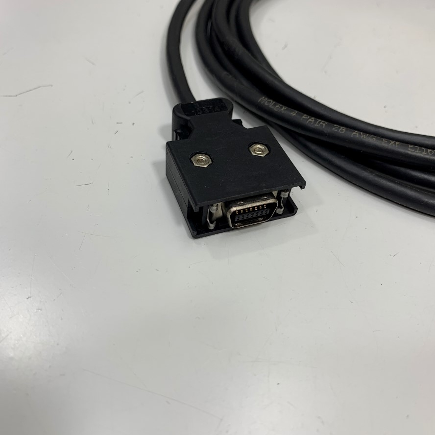 Cáp JZSP-CMS02 Dài 3M 10ft Programming Data Shielded Cable Connector MDR 14 Pin With Latch Clip Male to DB9 Male For Yaskawa Σ-II/Σ-III Series Servo