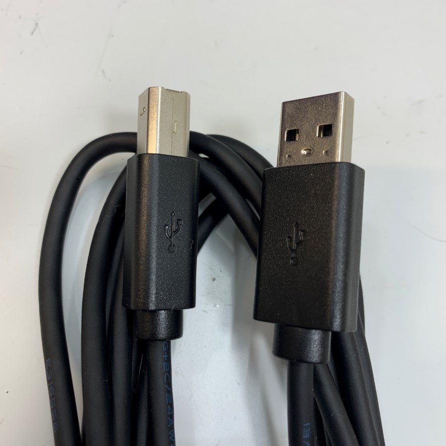 Cáp USB 2.0 Type A Male to Type B Male Dài 1.8M 6ft Black JHEN VEI E316555 UL CM 75°C 2C/26AWG Shielded Cable OD 4.0mm For Printer Scanner, Epson, HP, Canon and Servo Driver/HMI/PC