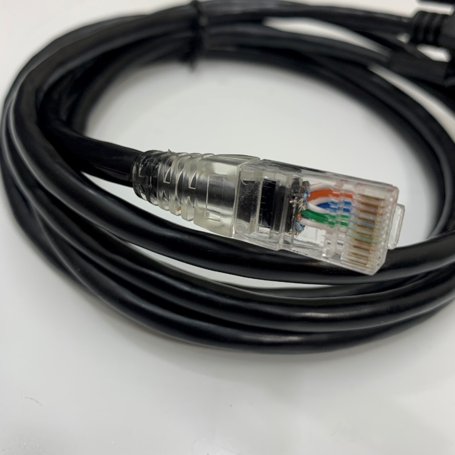 Cáp Đọc Vã Vạch Zebra Connection Cable RS232 RJ50 10 Pin 10P10C to DB9 Male 7FT Dài 2M Lấy Nguồn Từ Máy Mounter Thông Qua Cáp Omron XM2S-09 Connector