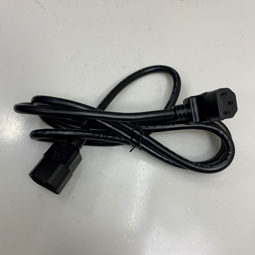 Dây Nguồn 1.8M 6.3ft Well Shin AC Power Cord Down 90 Degrees Right Angle C13 to C14 10A 250V 17AWG 3x1.04mm² Cable