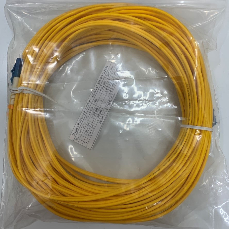 Dây Nhẩy Quang 1Gb 25M (75ft) LC UPC to LC UPC Duplex OS2 Singlemode PVC Yellow 9/125μm 3.0mm Fiber Optic Patch Cable