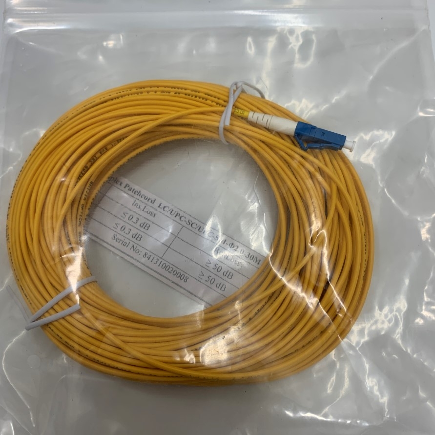 Dây Nhẩy Quang 1Gb 30M (98ft)  LC UPC to SC UPC Simplex Singlemode PVC Yellow 9/125μm 2.0mm Fiber Optic Patch Cable