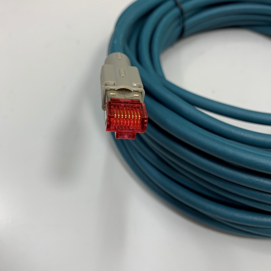 Cáp Keyence OP-87459 Ethernet Cable M12 4 Pin D-Code Male to RJ45 NFPA79-Compatible Straight Communication Cable Length 10M