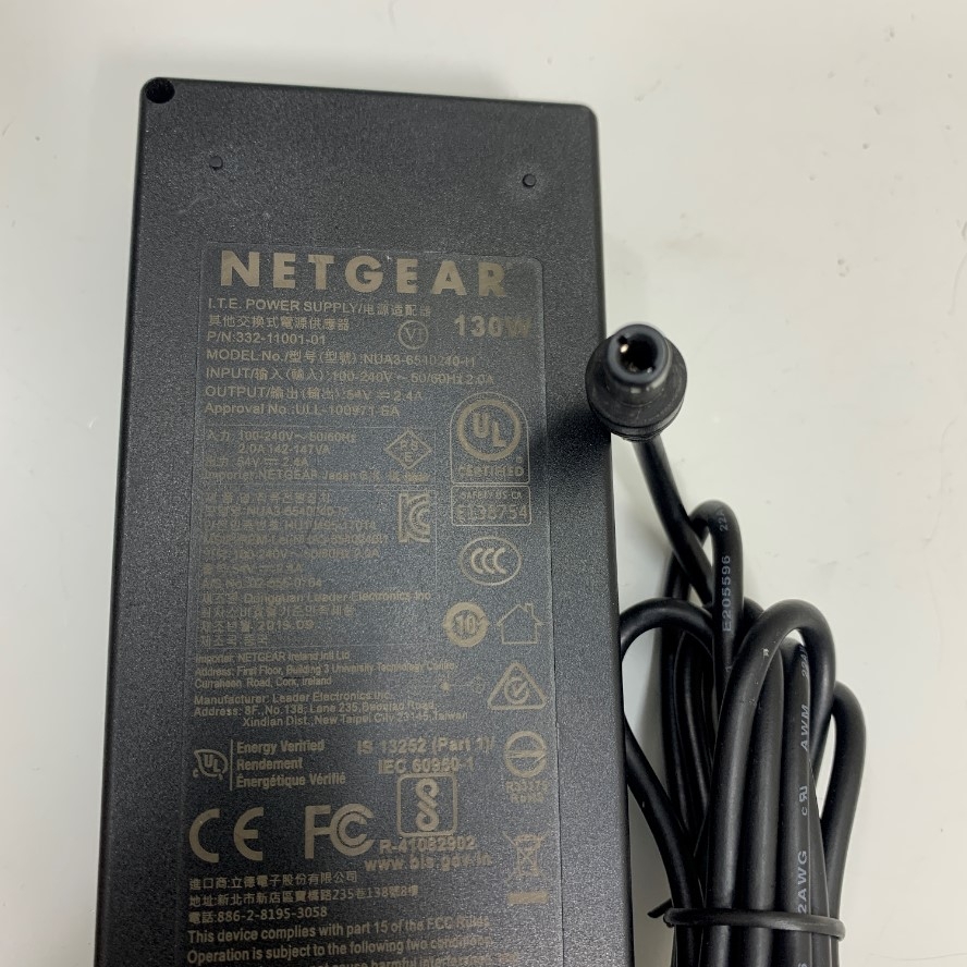 Adapter 54V 2.4A 130W NETGEAR OEM Cisco MA-PWR-90WAC 640-47010 Connector Tip Size 6.5mm x 3.0mm For Cisco Meraki MX65 MX65W MX65-HW MX65W-HW MS120-8LP-HW 8-Port PoE Switch