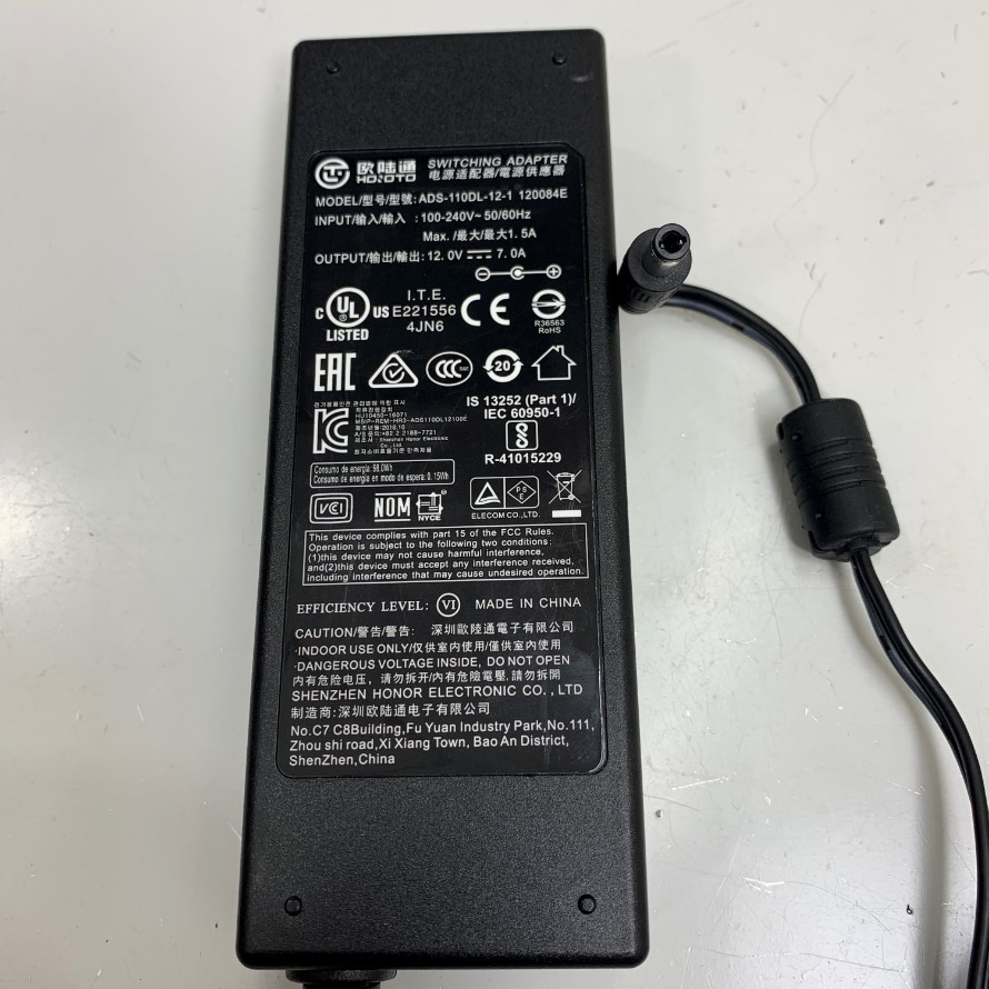 Adapter 12V 7A 84W HOIOTO ADS-110DL-12-1 Connector Tip Size 5.5mm x 2.5mm For QNAP TS-451, TS-431, TS-431+, TS-259 Pro+, TS-269 Pro