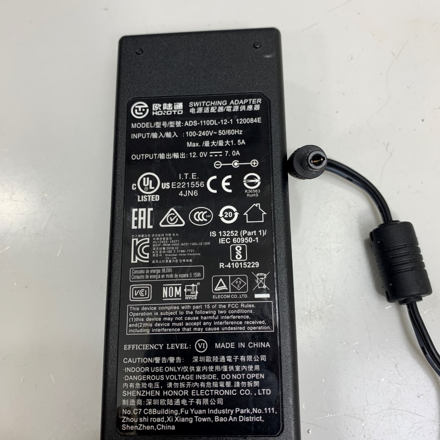 Adapter 12V 7A 84W HOIOTO ADS-110DL-12-1 Connector Tip Size 5.5mm x 2.5mm For QNAP TS-451, TS-431, TS-431+, TS-259 Pro+, TS-269 Pro