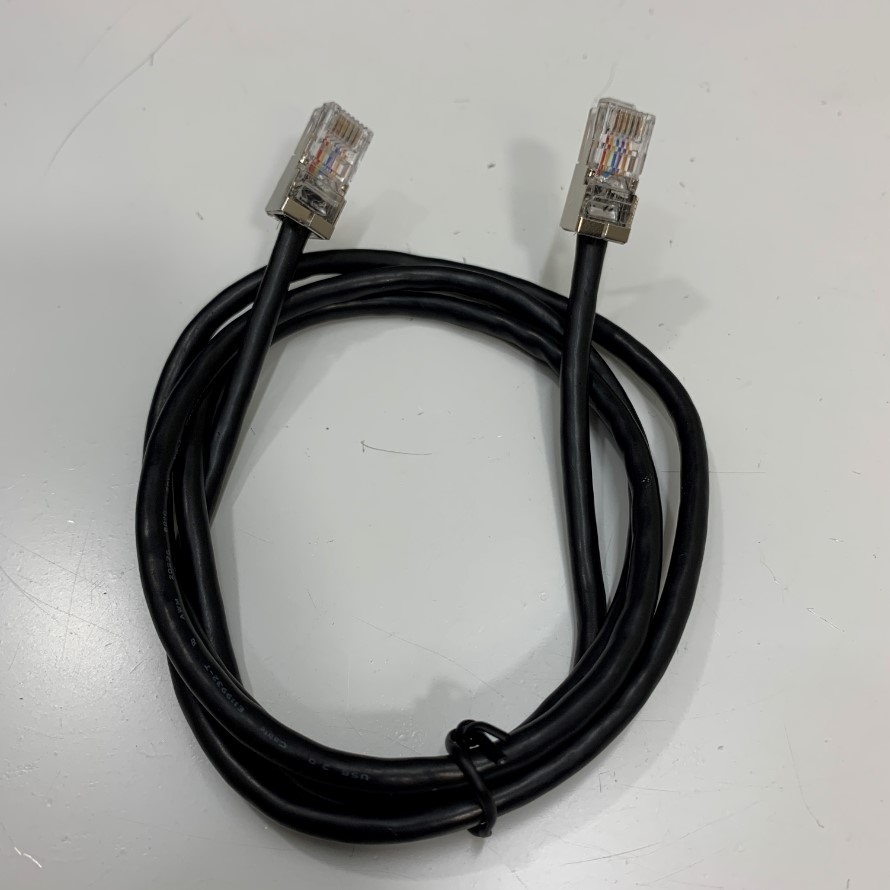 Cáp RJ12 to RJ12 6P6C 6 Pin Straight Double Shielded Cable Black OD 4.9mm 3.3ft Dài 1M