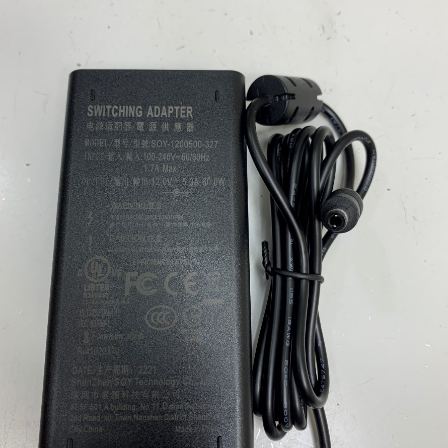 Adapter 12V 5A 60W SOY-1200500-327 Connector Tip Size 5.5mm x 2.5mm x 14mm For Phân Tích Chất Lượng Điện HIOKI PQ3198 Power Analyzer, Thiết Bị Lưu Trữ QNAP, Máy Tính Công Nghiệp Scada Computer, Industrial PC