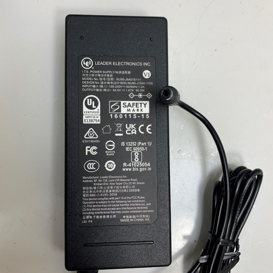 Adapter 54V 1.67A 90W LEI Connector Tip Size 6.5mm x 3.0mm For Cisco Meraki MX68-HW Security Appliance (MX68-HW)