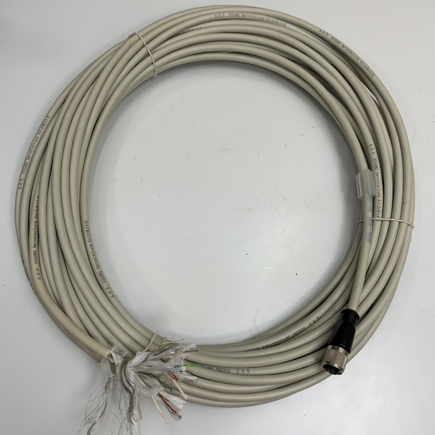 Cáp M12 8 Pin A-Code Female to 8 Core Bare Wire Open End Dài 20M 66ft Shielded Cable GAS 4x2x0.14 mm² OD 6.5mm Gray For Cognex Industrial Barcode Camera Reader