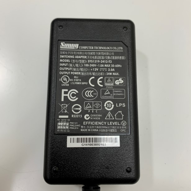 Adapter 12V 2A 24W Sunny Connector Size Hirose HR10A-7P-6S73 6 Pin Female For Omron Sentech STC/FS Series Industrial Camera Power Supply Connector HR10A-7R-6PB Hirose