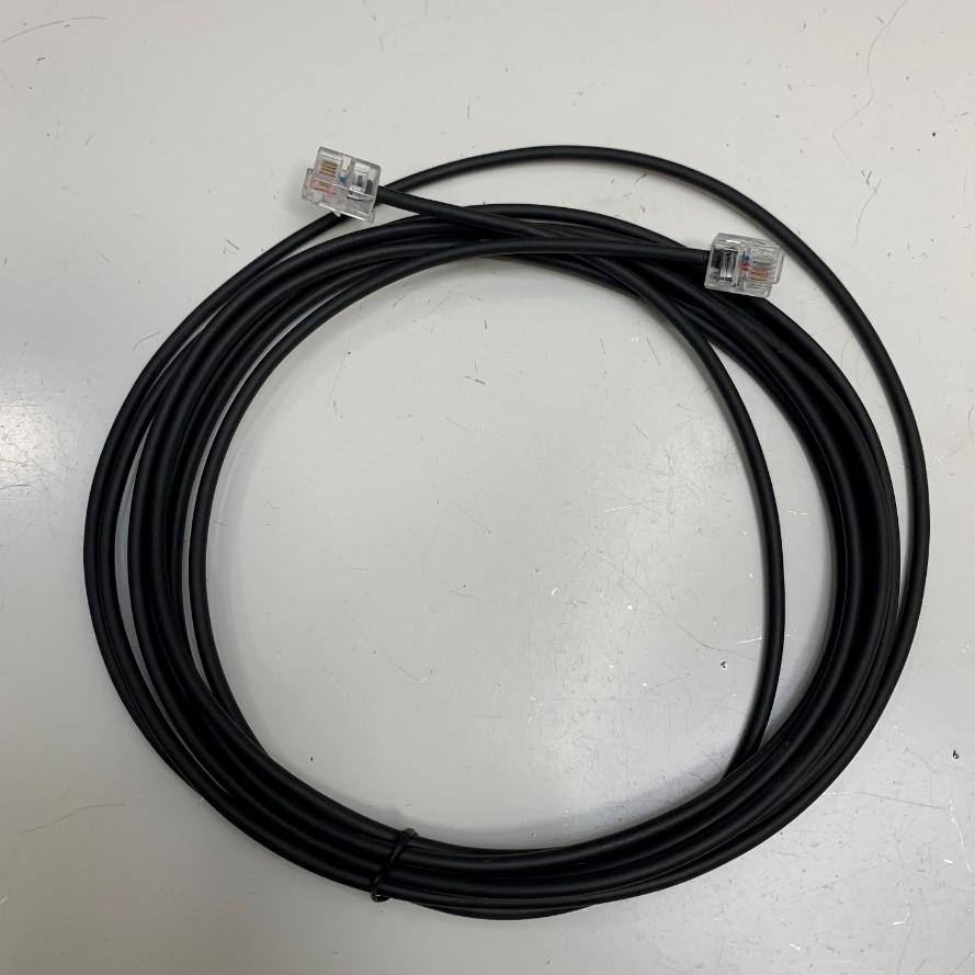 Cáp 10M 33ft Telephone Patch Cord Line Cable 4 Wire RJ11 to RJ11 4 Pin Round Cable OD 2.9mm Black For Điện Thoại Bàn, Điện Thoại IP