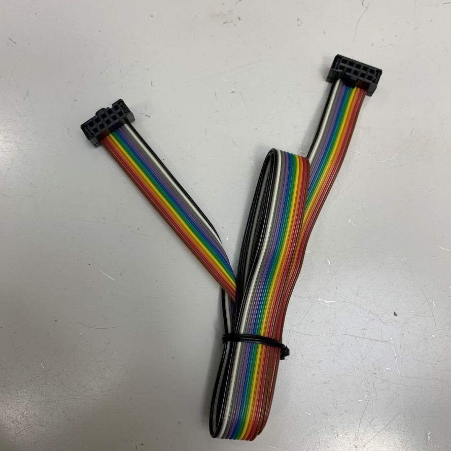 Cáp Dài 0.6M 3ft IDC 10 Pin Female to Female 10 Pin FC 2*5 Pitch 2.54mm Cable Flat Ribbon Data Rainbow Color For CMC CNC PLC LCD Screen Total Phase Aardvark I2C/SPI I/O Connection Line Cable